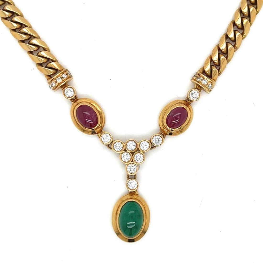 Yellow Gold Ruby, Emerald, and Diamond Necklace (1 of 3)