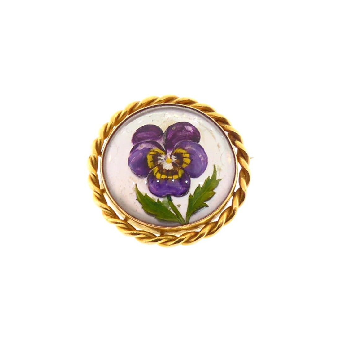 Imperial Austrian 18K Gold Essex Crystal Pansy Brooch (1 of 4)