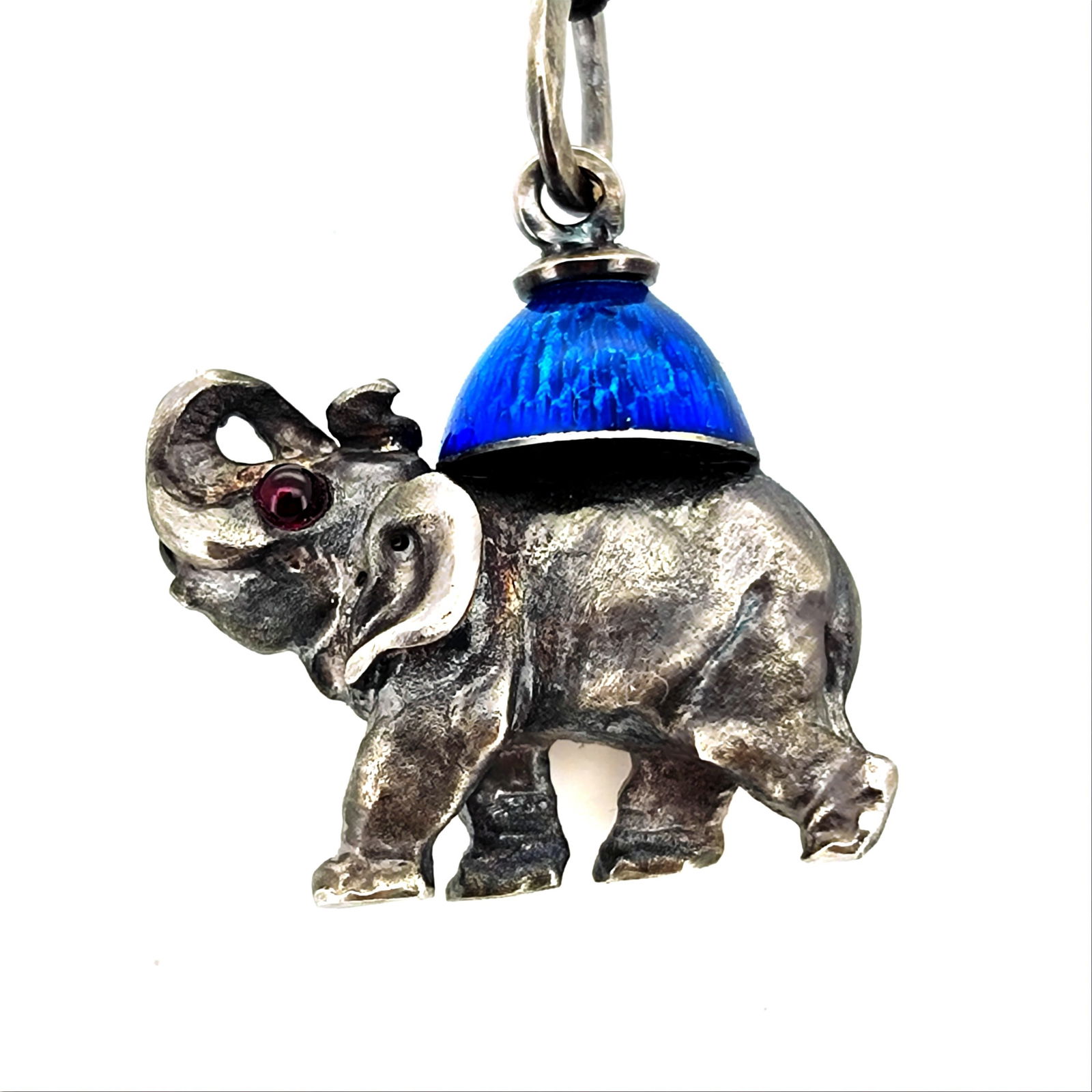 Vintage Russian Imperial Era Sterling Silver Enamel Elephant Pendant (1 of 4)