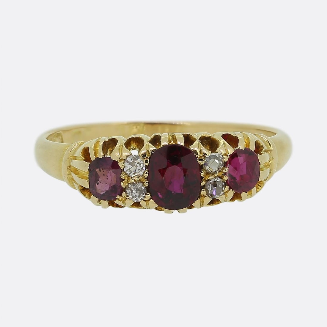 Edwardian Ruby Three-stone and Diamond Ring (1 of 3)