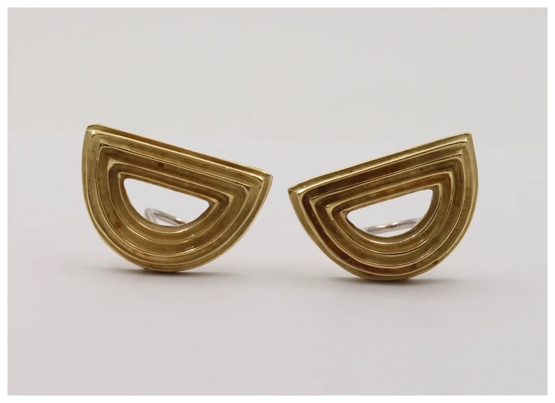The Christopher Walling Classic Half Moon 14K Yellow Gold Clip Earrings. (1 of 3)