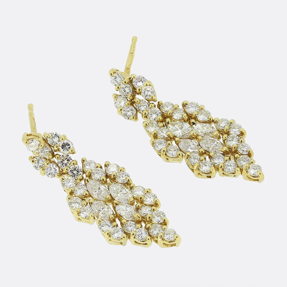 Vintage Diamond Cluster Drop Earrings (1 of 2)