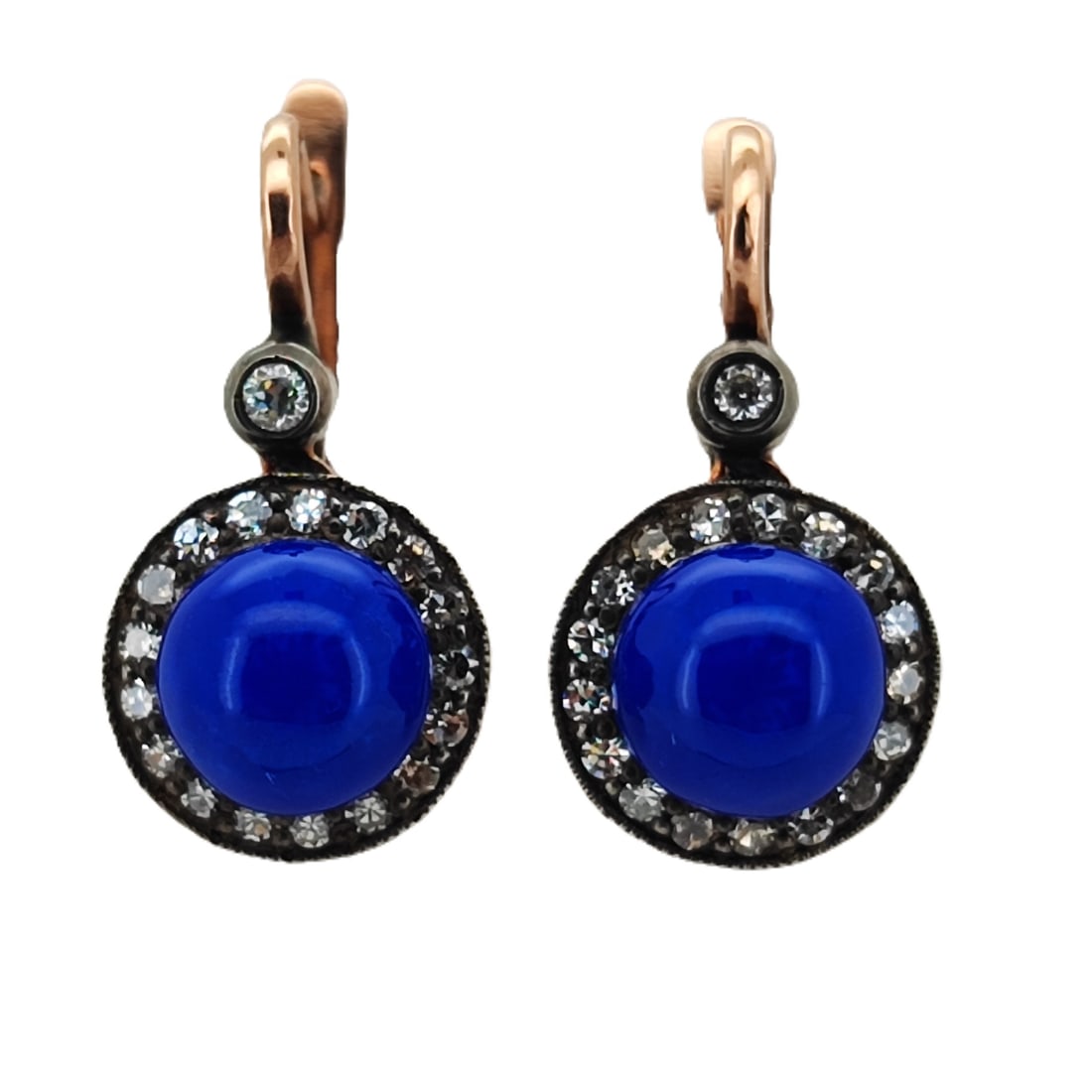 Antique Vintage Russian Faberge Era 14k Old Diamonds Enamel Earrings (1 of 3)