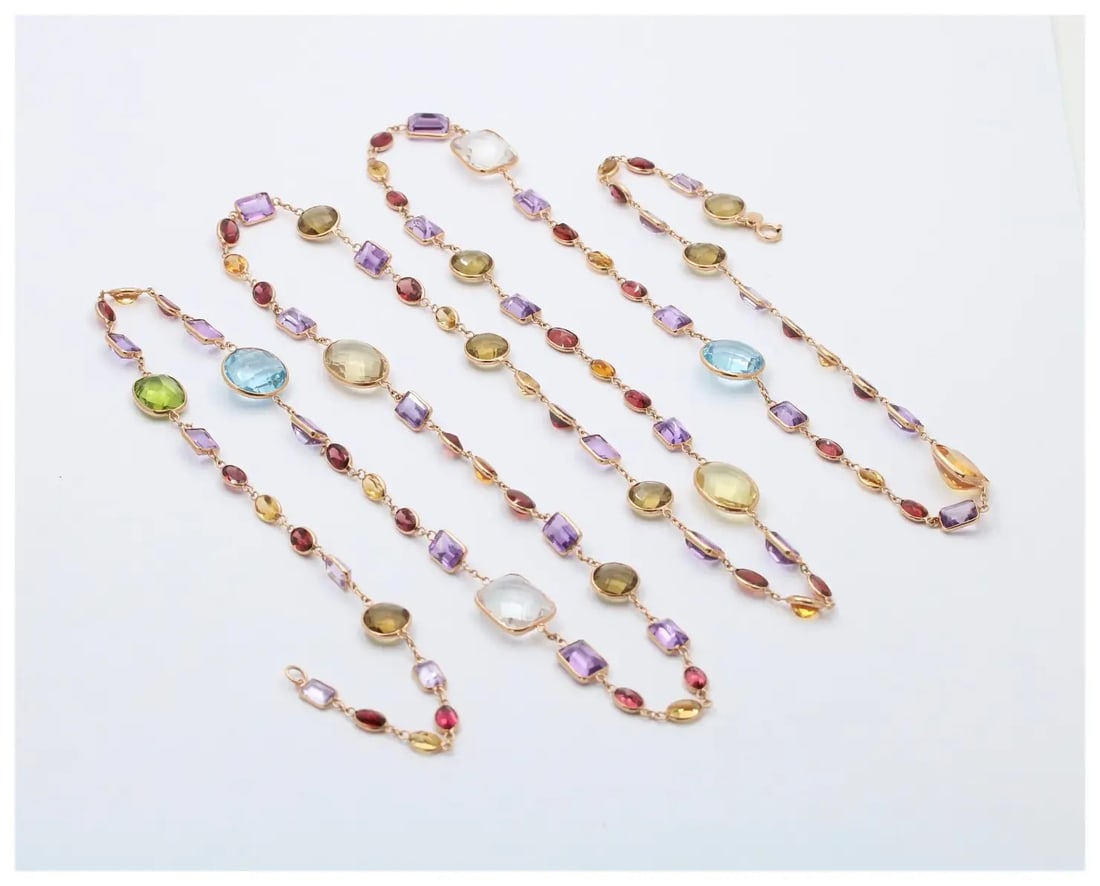 Vintage Multi Stone Strand 18K YG Necklace (1 of 3)