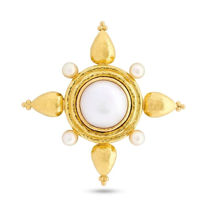 Estate Designer Elizabeth Locke Mabe & Cultured Pearl 18K Yellow Gold Pendant Brooch (1 of 3)