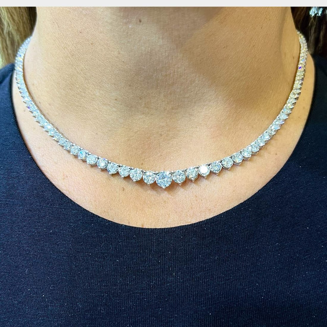 14K White Gold 13.50 Ct. Diamond Riviera Necklace (1 of 2)