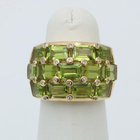 French Poiray Peridot and Diamond Dome Ring