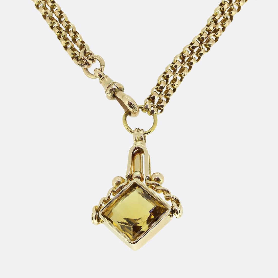 Edwardian Citrine Watch Key Pendant Necklace (1 of 4)