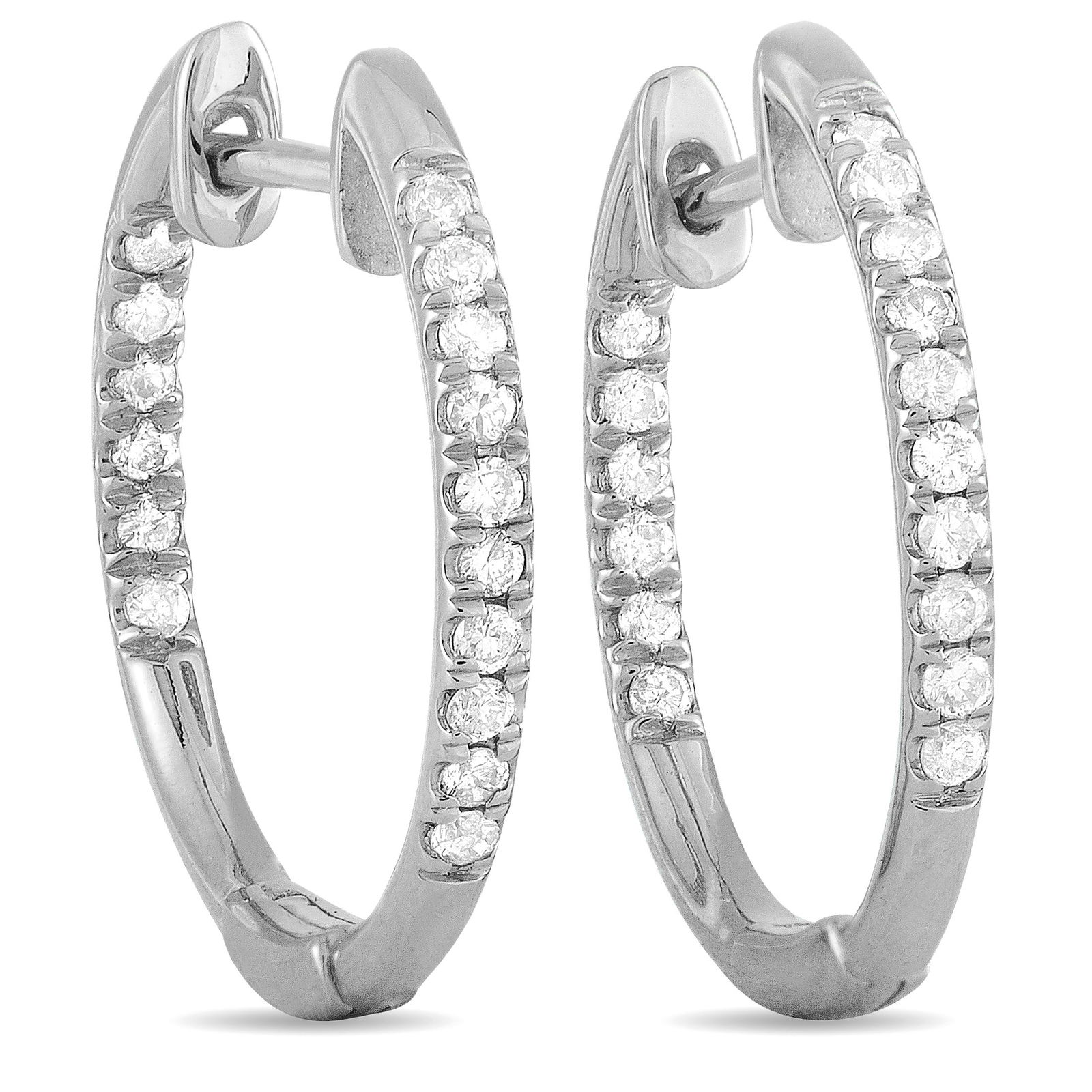 14K White Gold 0.25ct Diamond Inside-Out Hoop Earrings (1 of 2)