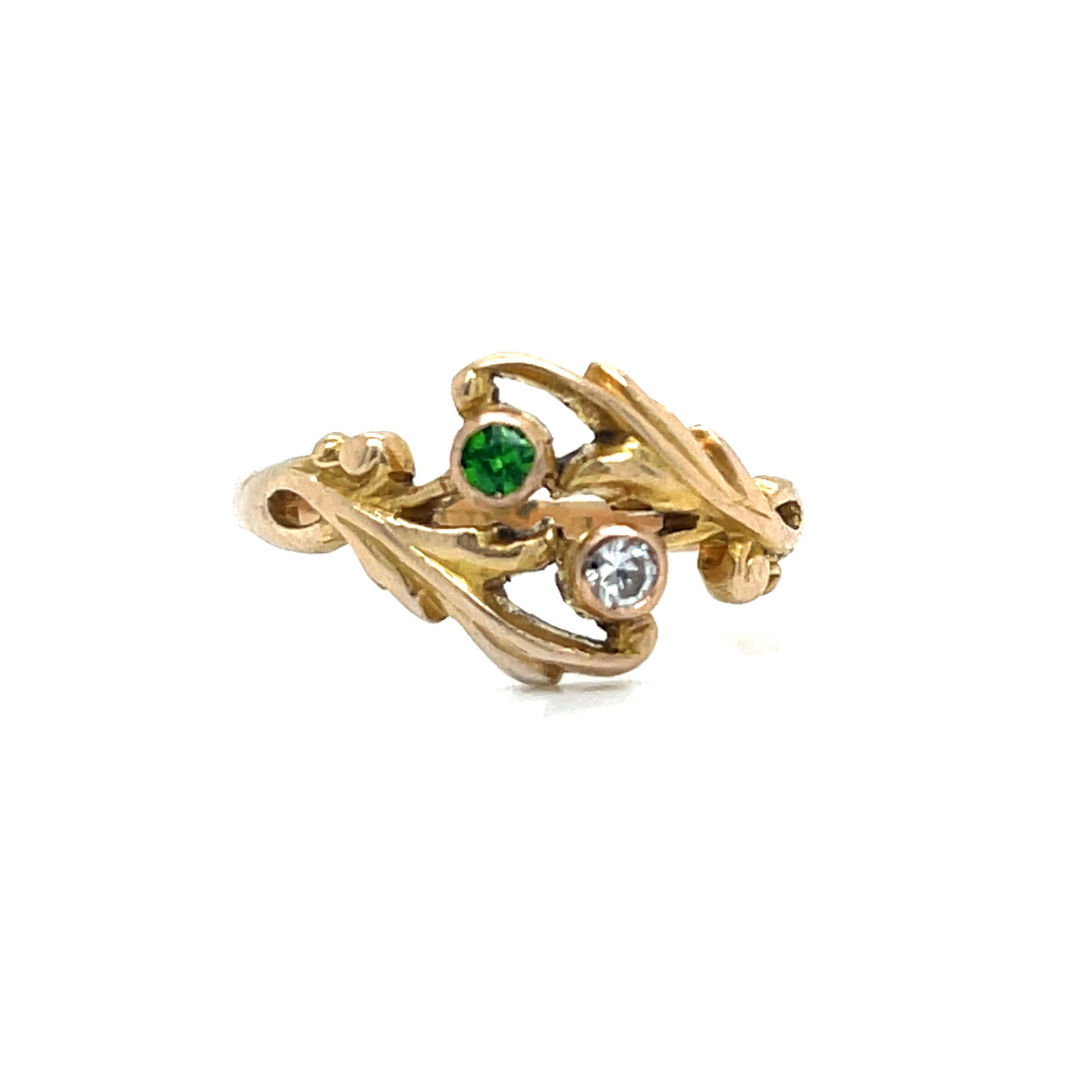 18k Diamond Peridot Art Nouveau Ring (1 of 2)