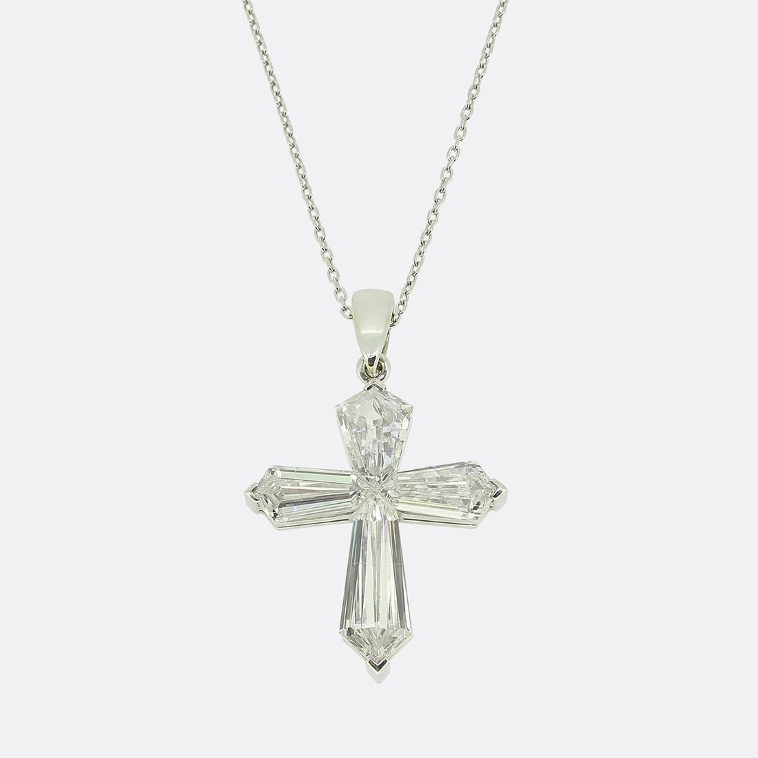 Art Deco 2.49 Carat Diamond Cross Pendant Necklace