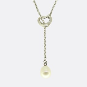 Tiffany & Co. Pearl Open Heart Lariat Necklace