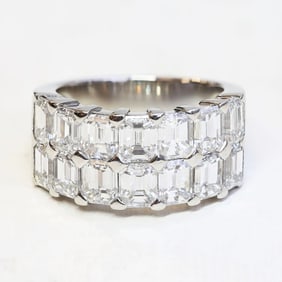 Boodles Emerald Cut Diamond Two Row Ring