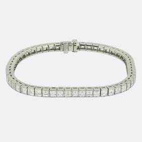 Art Deco 10.00 Carat Princess Cut Diamond Line Bracelet