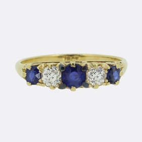 Edwardian Sapphire and Diamond Five Stone Ring