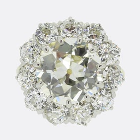 Antique 5.50 Carat Old Cut Diamond Cluster Ring