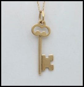 Vintage Skeleton 14K Yellow Gold Key Charm Pendant