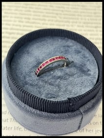 Vintage Ruby 14K White Gold Eternity Band Size 6.