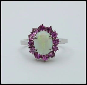 Vintage Opal Pink Sapphires 14K Yellow Gold Ring
