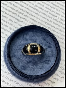 Vintage 14K Yellow Gold Black Onyx Dome Ring