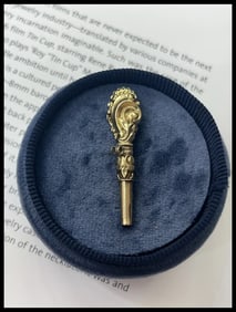 Antique 14K Yellow Gold Pocket Watch Key Charm Pendant.