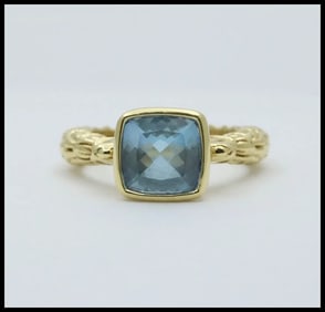 Vintage Blue Topaz 18K Yellow Gold Arto Vandian Ring