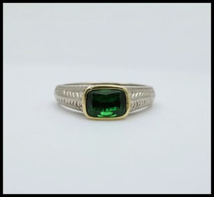 Vintage Tsavorite Garnet 18K White Yellow Gold Ring