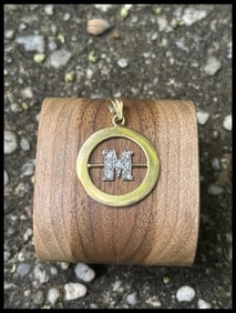 Vintage 18K Gold Initial â€œMâ€ Diamond Medallion Charm Pendant