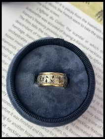 Vintage White & Yellow Gold Filigree Wide Band