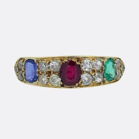 Victorian Ruby Emerald Sapphire and Diamond Ring