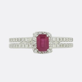 Ruby and Diamond Cluster Ring