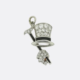 Art Deco Top Hat and Cane Pendant Charm