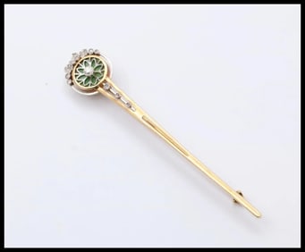 Incredible Victorian Old Euro Rose Cut Cloth 14K YG WG Brooch Pin