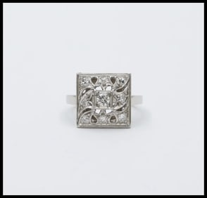 Art Deco Diamonds Platinum Filagree Ring