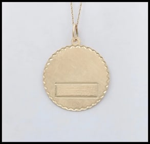 Vintage 14K Yellow Gold Medallion Charm Pendant.