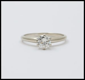 Vintage Diamond 14K White Gold Engagement Ring