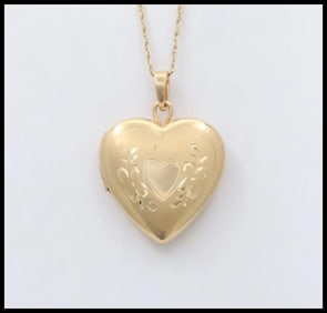 Vintage Heart Locket Pendant 14K Yellow Gold