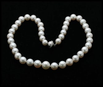Vintage South Sea Pearl Diamonds 14K White Gold Necklace Choker