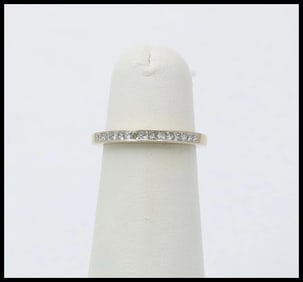 Vintage 14K White Gold Half Eternity DIamond Ring Band