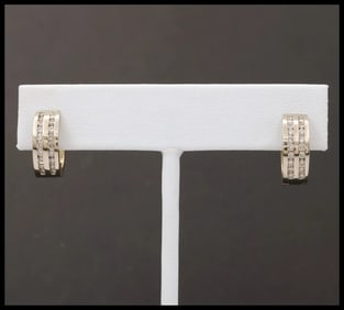 Classic Petite 14K White & Yellow Gold Diamonds Huggies Earrings