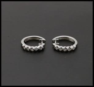 Classic Petite 14K White Gold Diamond Huggie Earrings
