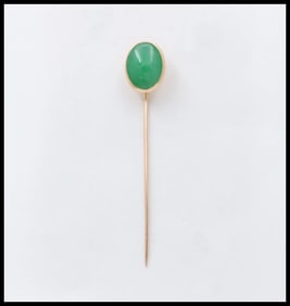 Vintage Jade 14K Yellow Gold Stick Pin