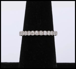 Vintage Diamonds 14K White Gold Wedding Band Stacking Ring