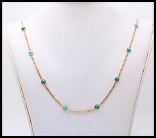 Long Vintage 14k Yellow Gold Chain Necklace, Vintage Curb Link, Guard Lorgnette Chain