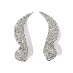 18K WHITE GOLD FRENCH DIAMOND EARRINGS
