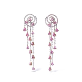 18K WHITE & ROSE SAPPHIRE & DIAMOND EARRINGS