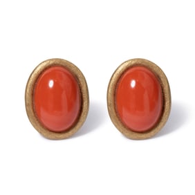 18K YELLOW GOLD CORAL EARRINGS