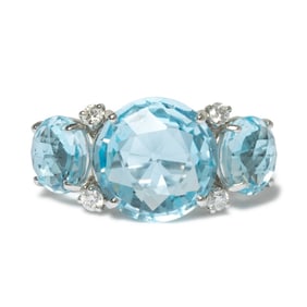 18K WHITE GOLD TOPAZ & DIAMOND RING