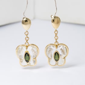 18K YELLOW GOLD MULTI COLOR STONE EARRINGS