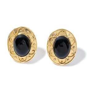 14K YELLOW GOLD ONYX EARRINGS